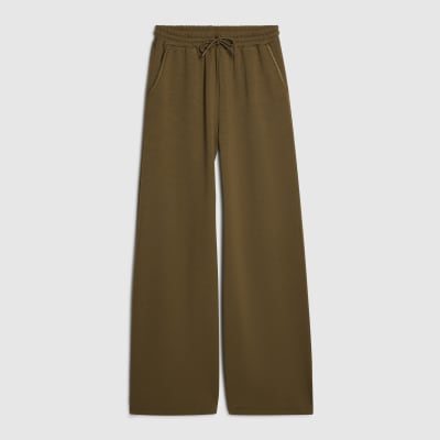Khaki Premium Whipstitch Wide Leg Joggers