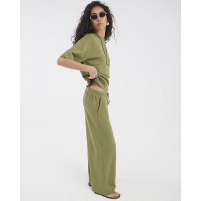Khaki Premium Wide Leg Joggers