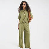 Khaki Premium Wide Leg Joggers