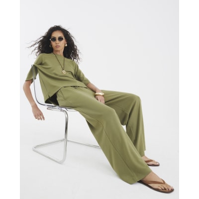 Khaki Premium Wide Leg Joggers