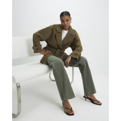 Khaki Relaxed Straight Jeans