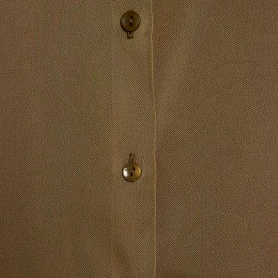 Khaki Satin Long Sleeve Slim Fit Shirt