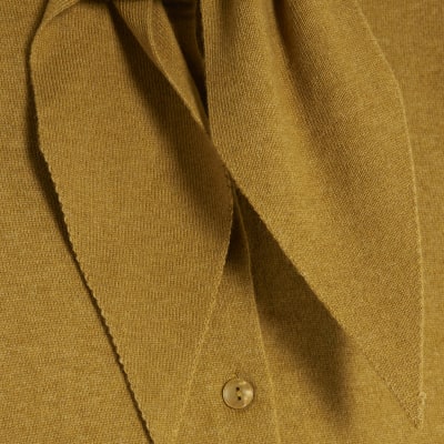 Khaki Scarf Neck Cardigan