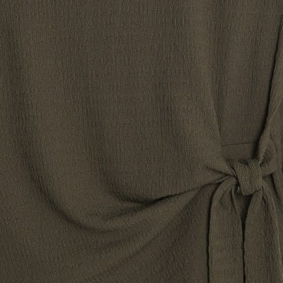 Khaki Short Sleeve Textured Tie T-shirt