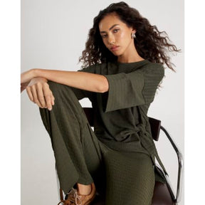 Khaki Short Sleeve Textured Tie T-shirt