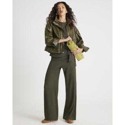 Khaki Short Sleeve Textured Tie T-shirt