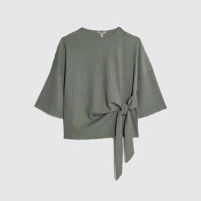 Khaki Short Sleeve Textured Tie T-shirt