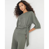 Khaki Short Sleeve Textured Tie T-shirt