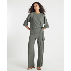 Khaki Short Sleeve Textured Tie T-shirt