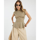 Khaki Sleeveless Tie Back Corset Top