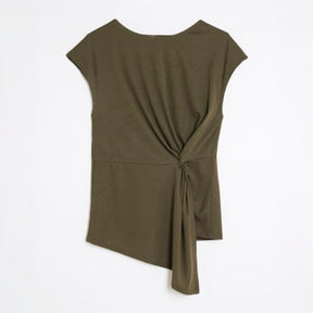 Khaki Sleeveless Twist Front Top