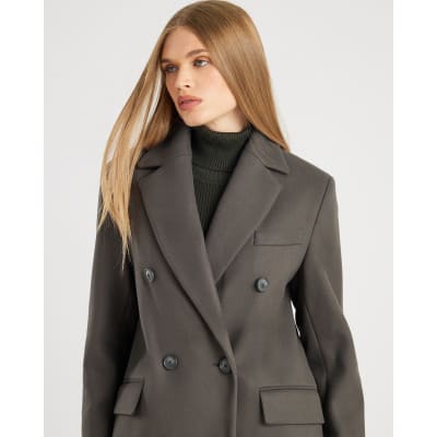 Khaki Tailored Double Breased Coat
