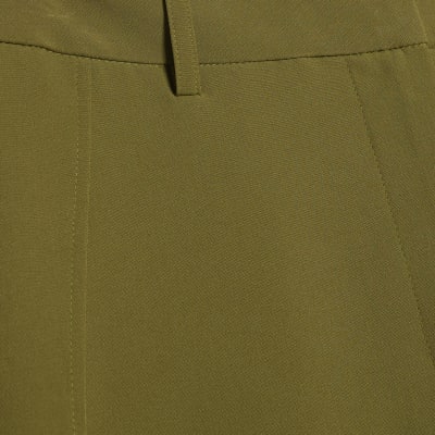 Khaki Tailored Wide Leg Trousers