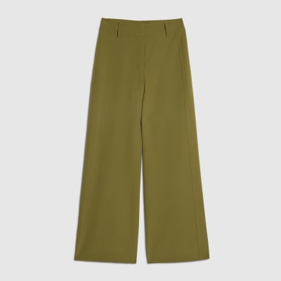 Khaki Tailored Wide Leg Trousers