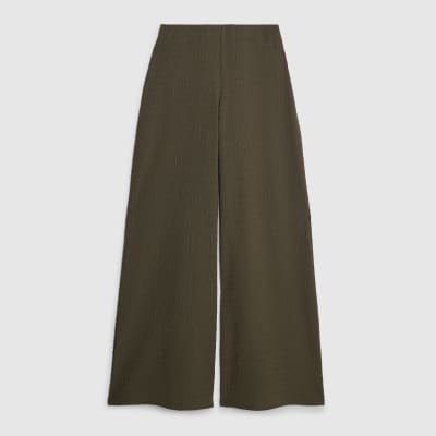Khaki Textured wide leg Trousers