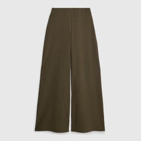 Khaki Textured wide leg Trousers