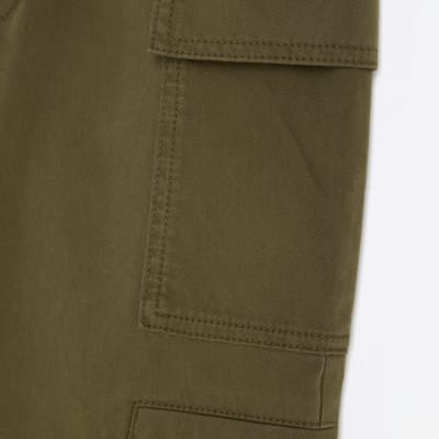 Khaki Twill Flared Cargo Trousers
