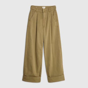 Khaki Twill Straight Leg Trousers