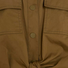 Khaki Utility Tie Front Midi Shirt Dress