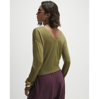 Khaki V Neck Cardigan