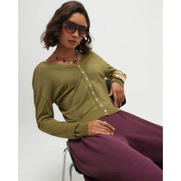 Khaki V Neck Cardigan