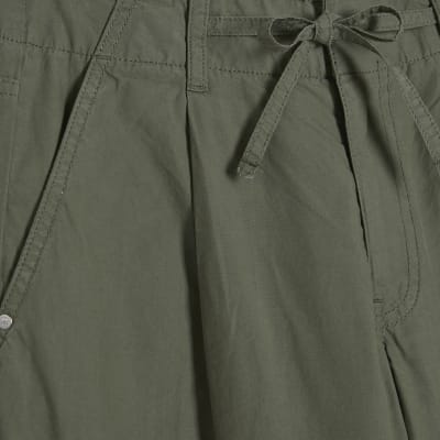 Khaki Wide Leg Cargo Trousers