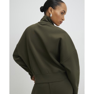 Khaki Zip Up Sweatshirt