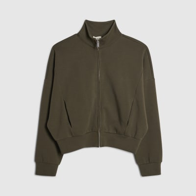 Khaki Zip Up Sweatshirt