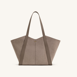 Kiana Large Capacity Faux Suede Tote Bag - Taupe