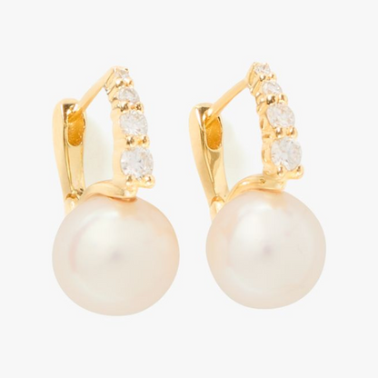 Kate Spade Fine Meant To Be Pearl & Diamond Huggies