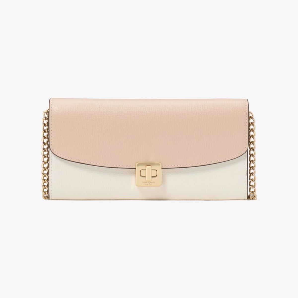 Phoebe Colorblock Refined Grain Leather Turnlock Wallet On A Chain