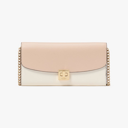 Phoebe Colorblock Refined Grain Leather Turnlock Wallet On A Chain