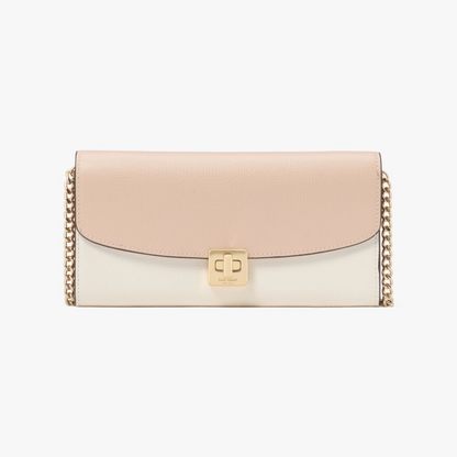 Phoebe Colorblock Refined Grain Leather Turnlock Wallet On A Chain
