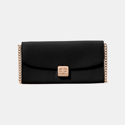 Phoebe Refined Grain Leather Turnlock Wallet On A Chain