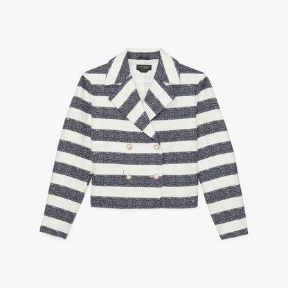 Sailor Stripe Tweed Moto Jacket