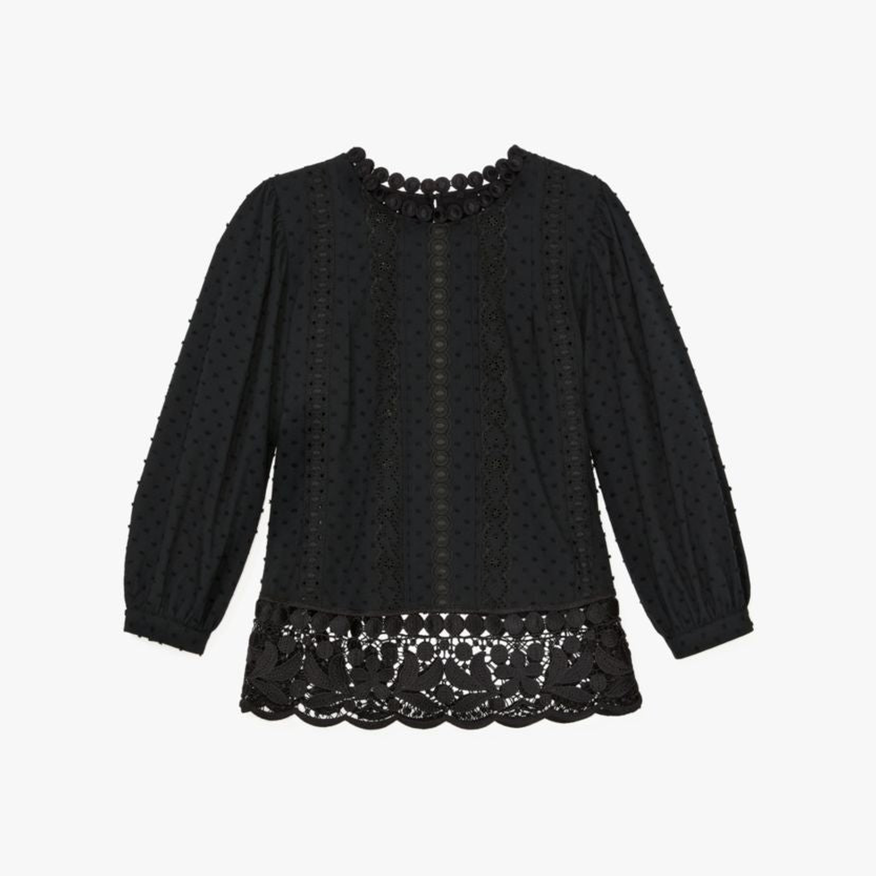 Guipure Lace Trim Blouse