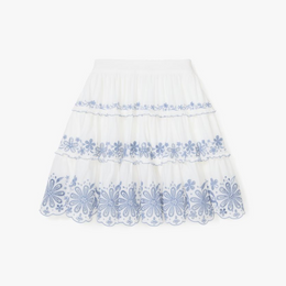 Floral Embroidered Tiered Mini Skirt