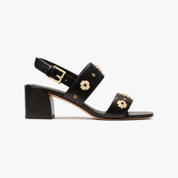 Spade Flower Stud Block Heels