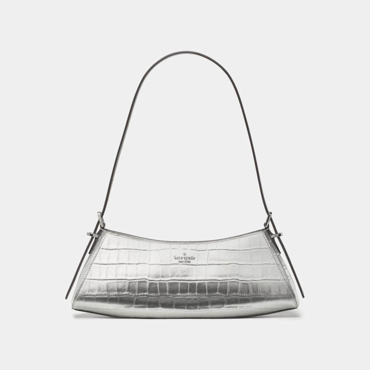 Frankie Metallic Croc Embossed Small East West Shoulder
