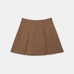 Plaid Box Pleat Mini Skirt
