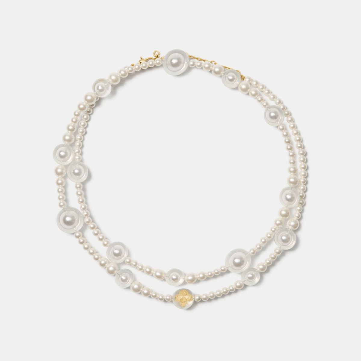 Spade Flower Pearl Long Statement Necklace