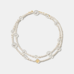 Spade Flower Pearl Long Statement Necklace