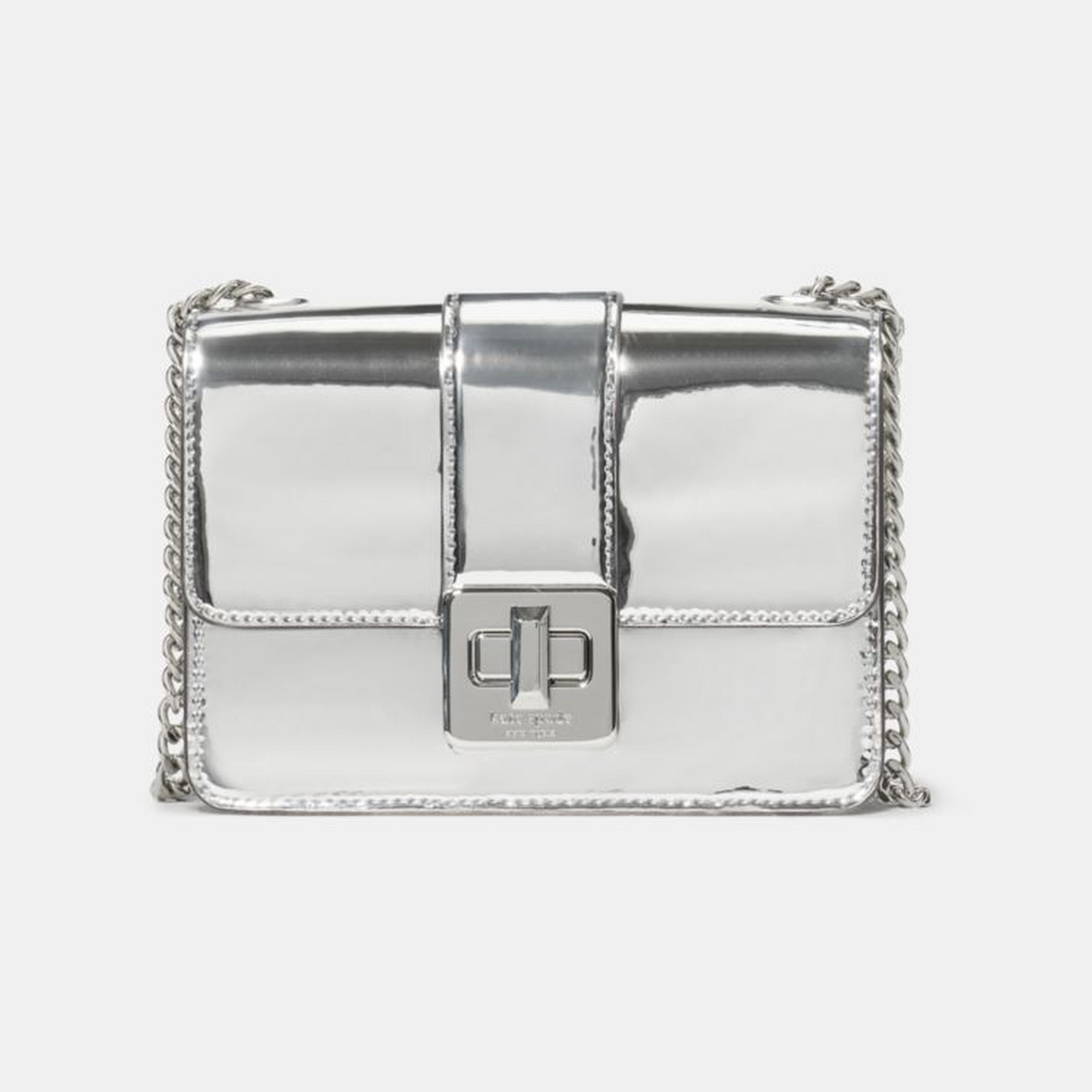 Phoebe Mirror Metallic Turnlock Mini Flap Crossbody