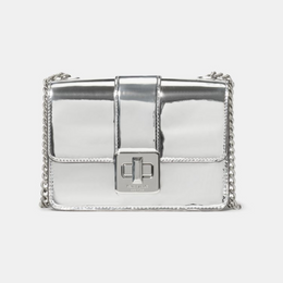 Phoebe Mirror Metallic Turnlock Mini Flap Crossbody