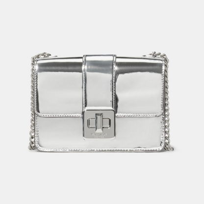 Phoebe Mirror Metallic Turnlock Mini Flap Crossbody