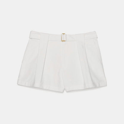 Belted Pleated Shorts