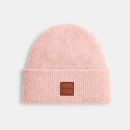 Knit Beanie With Leather Patch