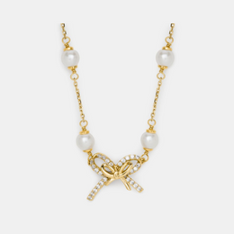 Girlie Pearlie Pearl Bow Scatter Necklace