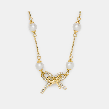 Girlie Pearlie Pearl Bow Scatter Necklace