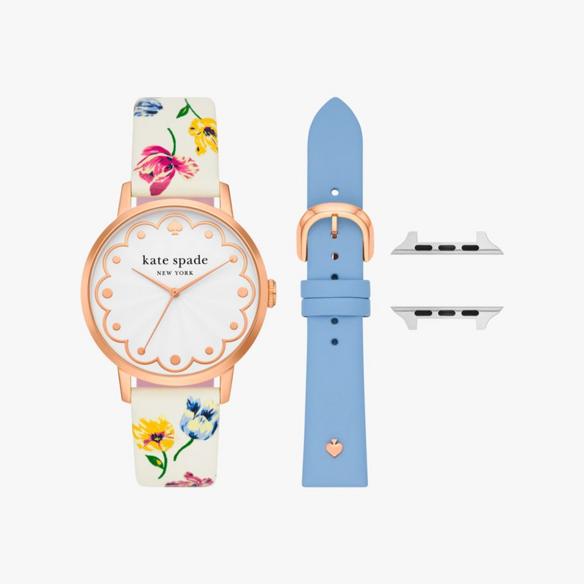 Floral Leather Cross Compatible 38/40/41mm Band Set For Apple Watch®